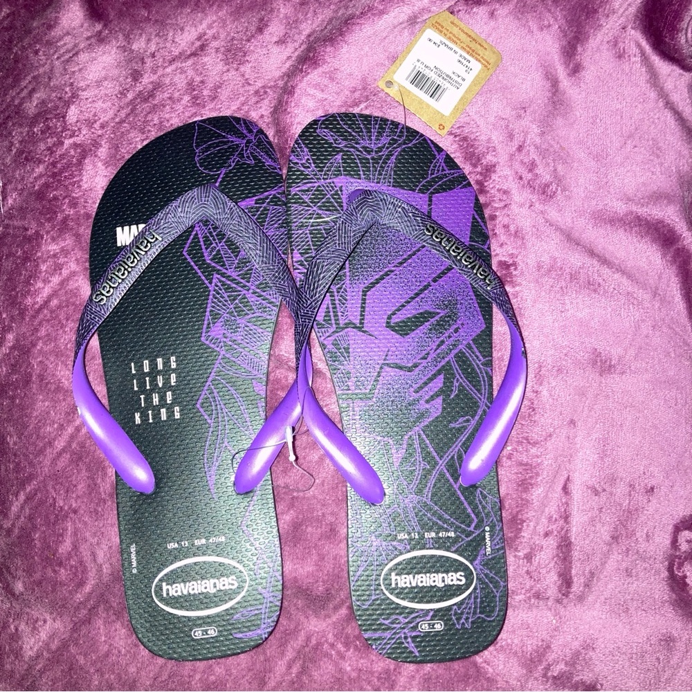Havaianas Marvel Black Panther Flip Flops Mens 13 NWT